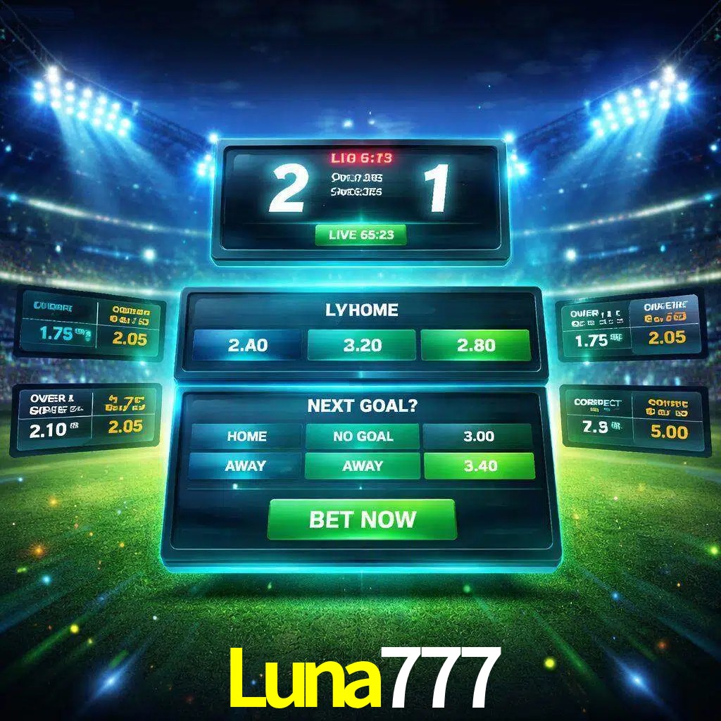Vista de apuestas en vivo Luna777 durante un partido en curso