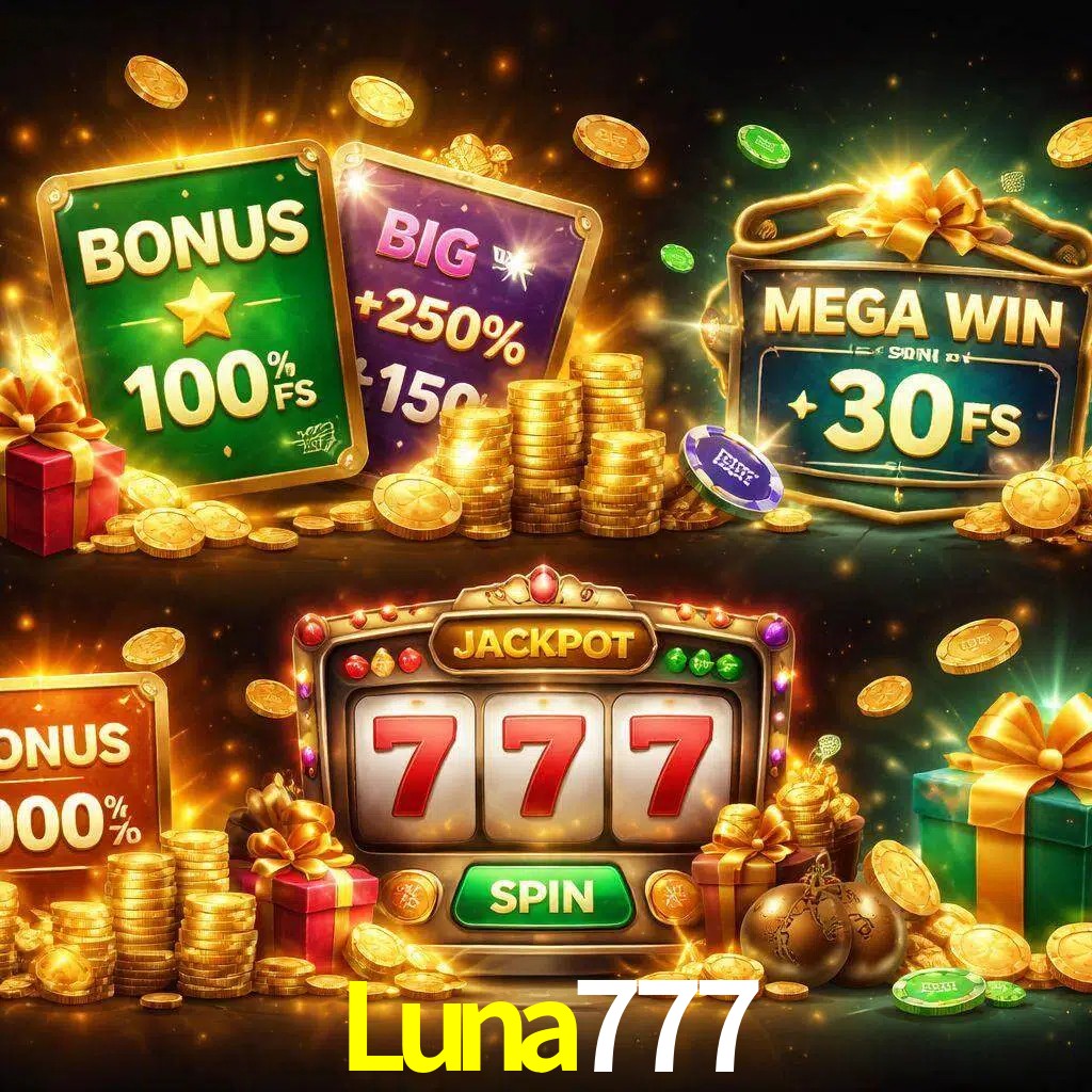 Tipos de bonos Luna777 incluyendo recompensas de bienvenida y promociones continuas
